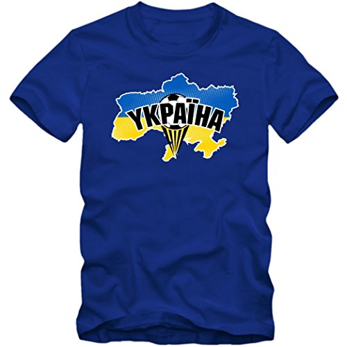 Ukraine EM 2016 #1 T-Shirt | Fußball | Herren | Schowto-blakytni | Trikot | Nationalmannschaft, Farbe:Blau (Royalblue L190);Größe:L