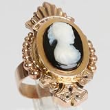 Art Deco 10k Yellow Gold Sardonyx Cameo Estate Ring Sz 5.25