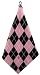 Jaci's Gems Pink Diamond Pink and Black Argyle Microfiber Golf Towel