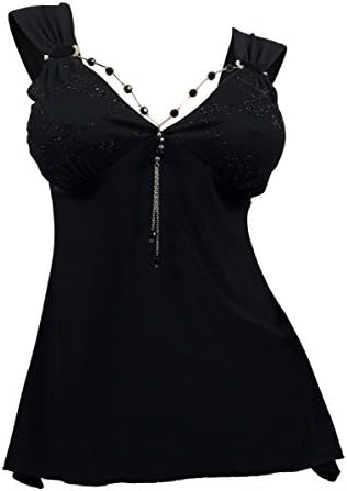 eVogues Plus Size Sexy BLACK O-Ring Necklace Sleeveless Top - 2X