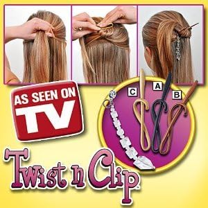 Twist N Clip Magic Hair Clip Pack of 3 color Plus 1 Tattle Tail(black or clear)