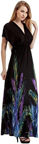 Maggie Tang Pretty Print V Neck Cap Sleeve Casual Club Beach Maxi Dress 02 XL