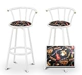 2 Jazz Instruments Music Themed Specialty / Custom White Barstools with Bac ....