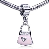 Pandora Style Bead Enamel Rhinestone Handbag Dangle European Charm Bead Fits Pandora Bracelet