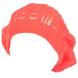 New Light Knit Crochet Slouchy Beret Tam Hat Neon Pink