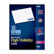 Avery 5980 Laser labels, rectangle, 1 x 2-5/8, pastel blue , 750/pack