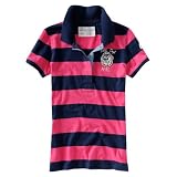エアロポステール Aeropostale 【並行輸入品】 ﾚﾃﾞｨｰｽ 半袖 ポロシャツ 【striped mascot jersey polo】　ピンク