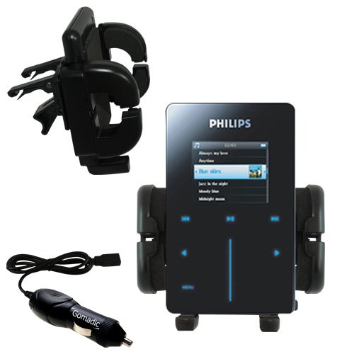 Philips GoGear HDD6330 Car Vent Holder with Car Charger - Uses Gomadic TipExchange