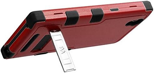 MyBat ZTE Z970 ZMAX Tuff Hybrid Phone Protector Cover with Stand - Retail Packaging - Natural Red/Black