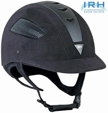 IRH Elite EQ Full Wrap-Around Harness Helmet with Amara Suede Shell & Matte Black Front Vent, Size 6 7/8, Black