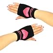 Knit Hand Warmer Fingerless Love Heart Gloves Pink with Black