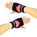 Knit Hand Warmer Fingerless Love Heart Gloves Pink with Black