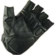 New Black Fingerless Leather Gel Pad Biker Cycle Gloves 2xl