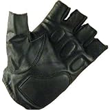BLACK FINGERLESS LEATHER GEL PAD BIKER CYCLE GLOVES XL
