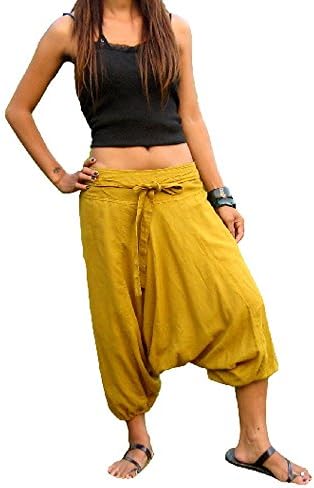 Capri Short Harem PantsTrouserYogaBohoBaggyGypsyHippieAladdin Gold