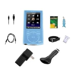 9 Items Accessory Combo Kit for Sony Walkman Video NWZ-E340, NWZ-E344, NWZ-E345 Series: Includes Blue Silicone Skin Case Cover, Armband, Belt Clip, LCD Screen Protector, USB Home / Travel Charger, USB Car Charger, USB 2in1 Data Sync Cable, 3.5mm Auxillary Cable and Baby Blue Fishbone Style Keychain 9 Items Accessory Combo Kit for Sony Walkman Video NWZ-E340, NWZ-E344, NWZ-E345 Series: Includes Blue Silicone Skin Case Cover, Armband, Belt Clip, LCD Screen Protector, USB Home / Travel Charger, USB Car Charger, USB 2in1 Data Sync Cable, 3.5mm Auxillary Cable and Baby Blue Fishbone Style Keychain