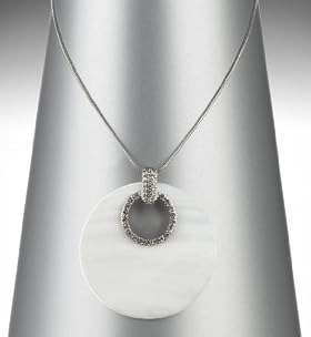 Shell Disc Pendant Diamanté Necklace