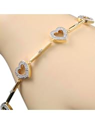 0.15Ct Yellow Gold Plated Sterling Silver Genuine Diamond Tennis Bracelet 7 Inch