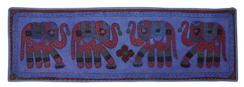 Imagen 3 de Cotton Thread Antique Home & Work Patch decorativo de pared del elefante colgante-Tapestry Tamaño 51 x 16 pulgadas
