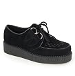 Womens Brothel Creepers Lace Up Platform Ladies Faux Suede Beetle Crusher Flat Shoe Black Size 7 UK