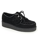 Womens Brothel Creepers Lace Up Platform Ladies Faux Suede Beetle Crusher Flat Shoe Black Size 8 UK