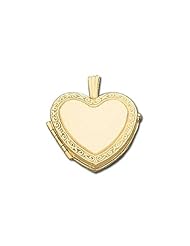 Solid 14k Yellow Heart Shape Yellow Picture Locket 1 inch x 1 inch