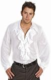 Funny Fashion White Pirate Ruffle Poet Mens Halloween Costume Shirt