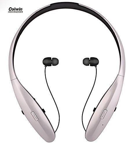 Bluetooth Headphones, Coiwin HBS-960 Bluetooth Neckband Sport Headset Retractable In-ear Earbuds,Hand-free Noise Canceling Headphones for Iphone,Ipad,Samsung and Other Bluetooth Device(HBS-960-Silver)