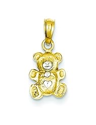 14K Two Tone Gold Teddy Bear Charm Pendant Jewelry