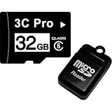 3C Pro 32GB Class 6 MicroSD Card 32G C6 MicroSDHC SDHC with SD Adapter and  ....