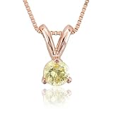 14k Rose Pink Gold Solitaire Yellow Orange Diamond Pendant Necklace - 0.15 carat
