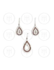 Sterling Silver -Micro Pave Earrings Pendant Set (PS-1001-CH)