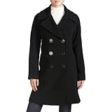 Phistic Women's Double Breasted Wool Blend Pea Coat - Black 6