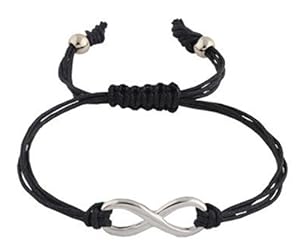 2 Pieces of Black with Silver Infinity Adjustable String Bracelet