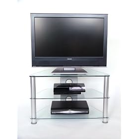 Demagio DM021 3 Shelf Clear Glass TV Stand