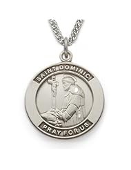 St. Dominic, Patron Of Astronomers ,Sterling Silver Engraved Medal Christian Jewelry Patron Saint Patron Saint St. Medal Catholic w/Chain 24" Length