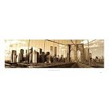 Brooklyn Bridge (View of Manhattan Skyline) Framed Art Poster Print - 12 X 36 by Adam Hersh Posters
