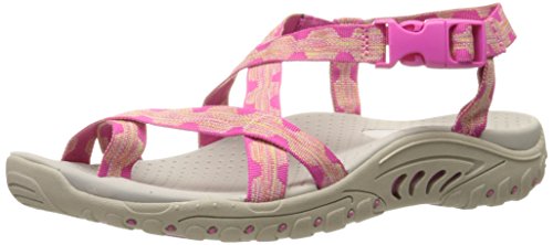 Skechers Women's Reggae Haystack Toe Ring Sandal, Fuchsia/Amp; Natural, 11 M US