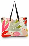 Citta Design 'Floridita' Canvas/Leather Designer Tote Bag Stone/Orange, 25 inches wide x 16 inches deep