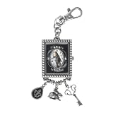 Alice in Wonderland Women's AL4021 Alice Oval White Dial Key Chain Charm Watch