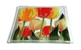 Peggy Karr 10-Inch Glass Painted Tulips Square Plate