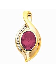 18K Yellow Gold Oval Cut Rhodolite Garnet Pendant -- LIFETIME WARRANTY