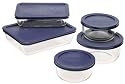 Pyrex Storage 10-Piece Set, Clear with Blue Lids