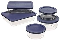 Pyrex Storage 10-Piece Set, Clear with Blue Lids