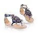 New Summer Fashion Flower Beaded Women's T Strap Sweet Flats Sandals Shoes