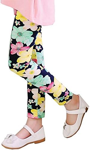 Girl Pants Printing Flower Toddler Classic Leggings 2-14Y (3T, 10)