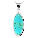 Sterling Silver Large Oval Turquoise Inlay Pendant, 18
