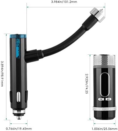 Aukey Bluetooth Wireless In-Car FM Transmitter with USB Charging, Hands-free Calling, built-in Microphone Music Control, Compatible with Apple, Android, Windows Smartphone, Tablets, iTouch, and Bluetooth enabled MP3 Player