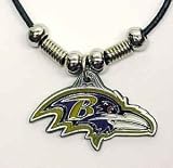 Baltimore Ravens Leather Necklace w/Beads & Pewter Pendant - NFL Football Fan Shop Sports Team Merchandise