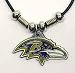 Baltimore Ravens Leather Necklace w/Beads & Pewter Pendant - NFL Football Fan Shop Sports Team Merchandise